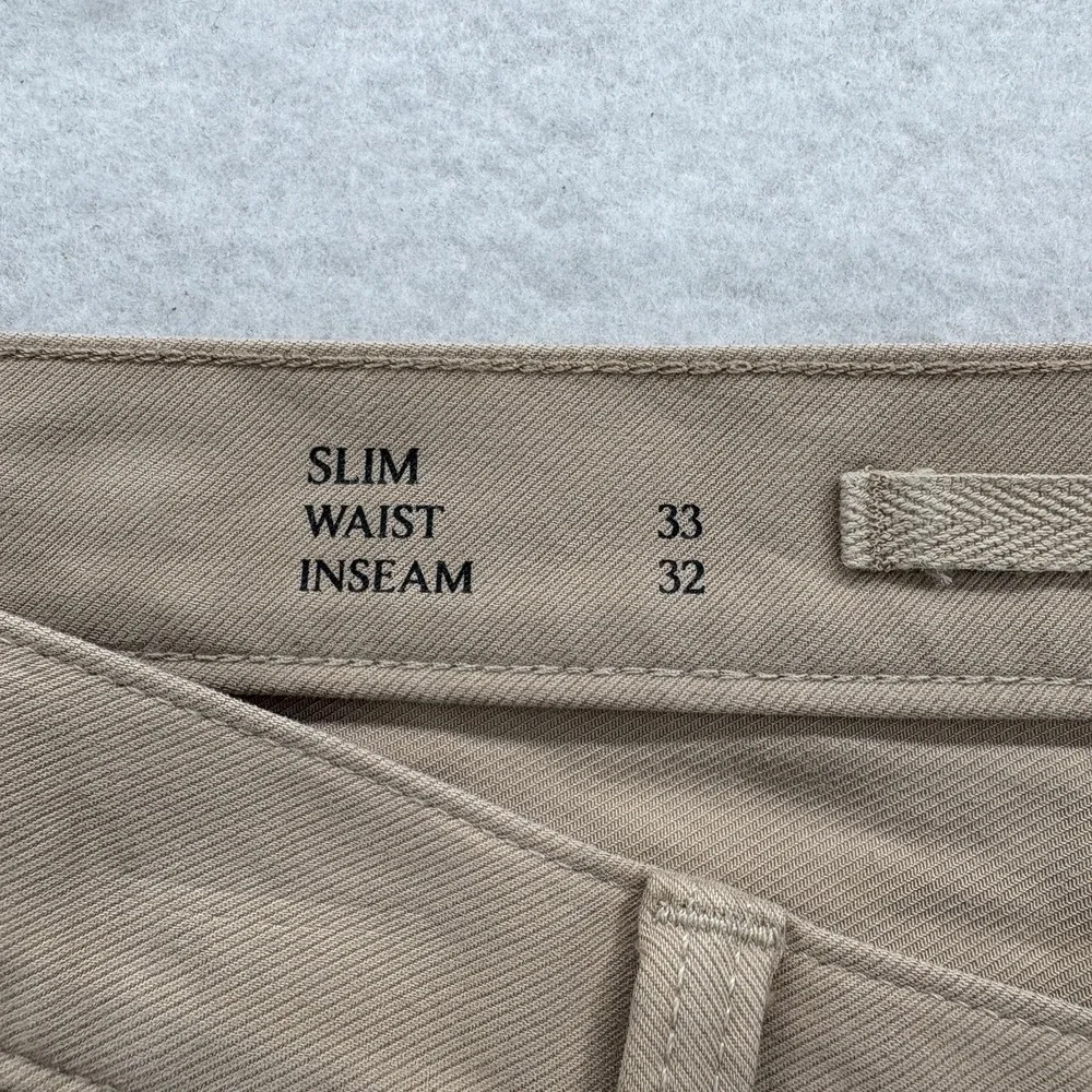 Banana Republic Traveler Pants Mens 33x32 Beige Slim Fit Stretch Khaki 5-Pocket